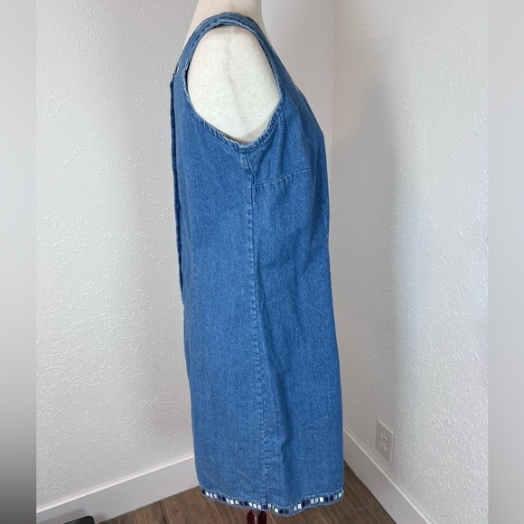 VNTG Y2K Christopher & Banks Denim Jumper Mini Shift Dress - Picture 3 of 9